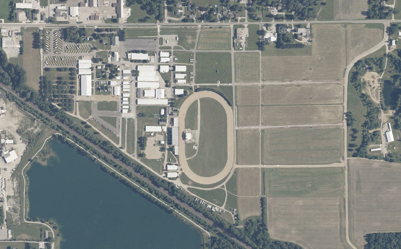 Aerial view of a county fairgrounds